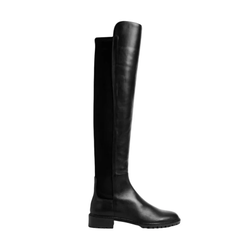 Stuart Weitzman Keelan Boots Womens 7.5 Black Leather Over the Knee High Stretch